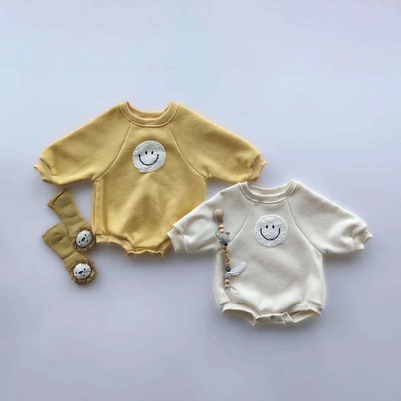 Newborn Baby Romper Baby Girls Boys Neutral Winter Autumn Thick Oversize Sweatshirts Clothes Embroidery Jumpsuits Bubble Rompers