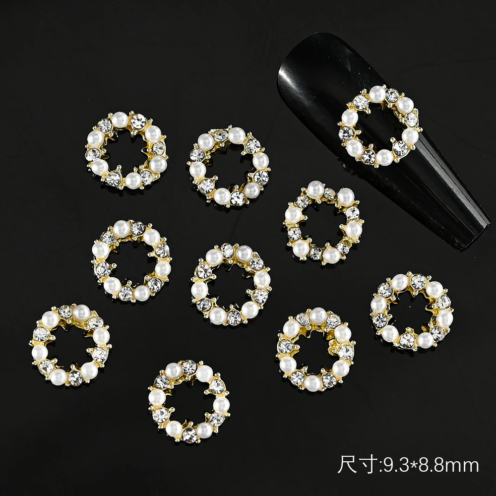 10Pcs Christmas Garland Bow 3D Nail Art Charms Sparkly Alloy Gold/Silver Wreath Design Jewelry Luxury Manicure Rhinestone Parts image 3