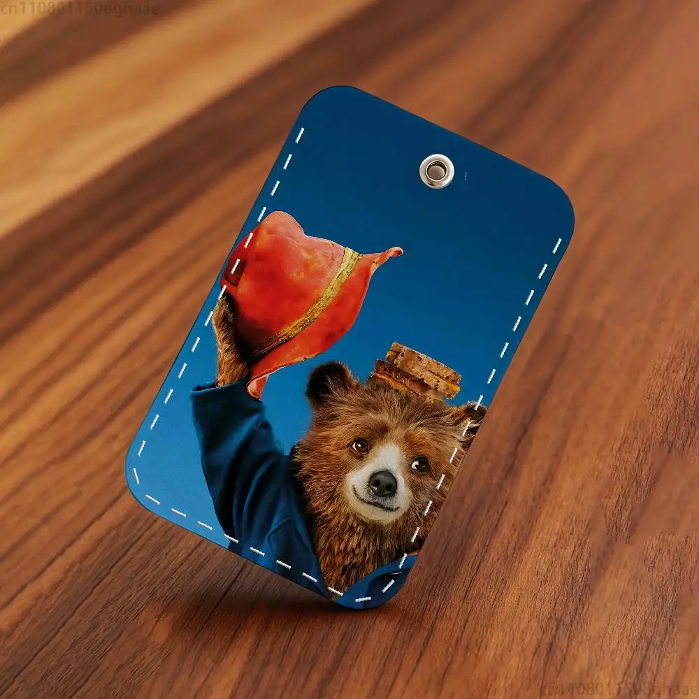 Simpatico orsetto P-Paddington Custodia per carte rettangolare Portachiavi Borsa per carte di accesso Portachiavi Portachiavi Porta carte in pelle Accesso