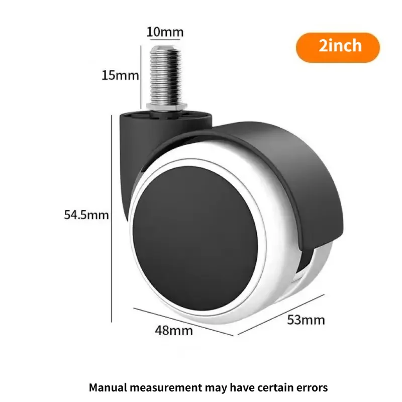 10mm/11mm 2 Inch Pu Wheels with Circlip/Screw Large Class,Silent Universal Office Chair Casters 5 Pcs/Lot
