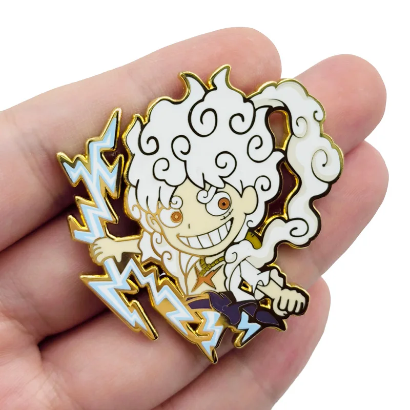 Anime ONE PIECE Badges GEAR 5 Nika Luffy Pins Animation Pendant Manga Brooches for Bag Backpack Clothing Lapel ACG Cosplay Toys