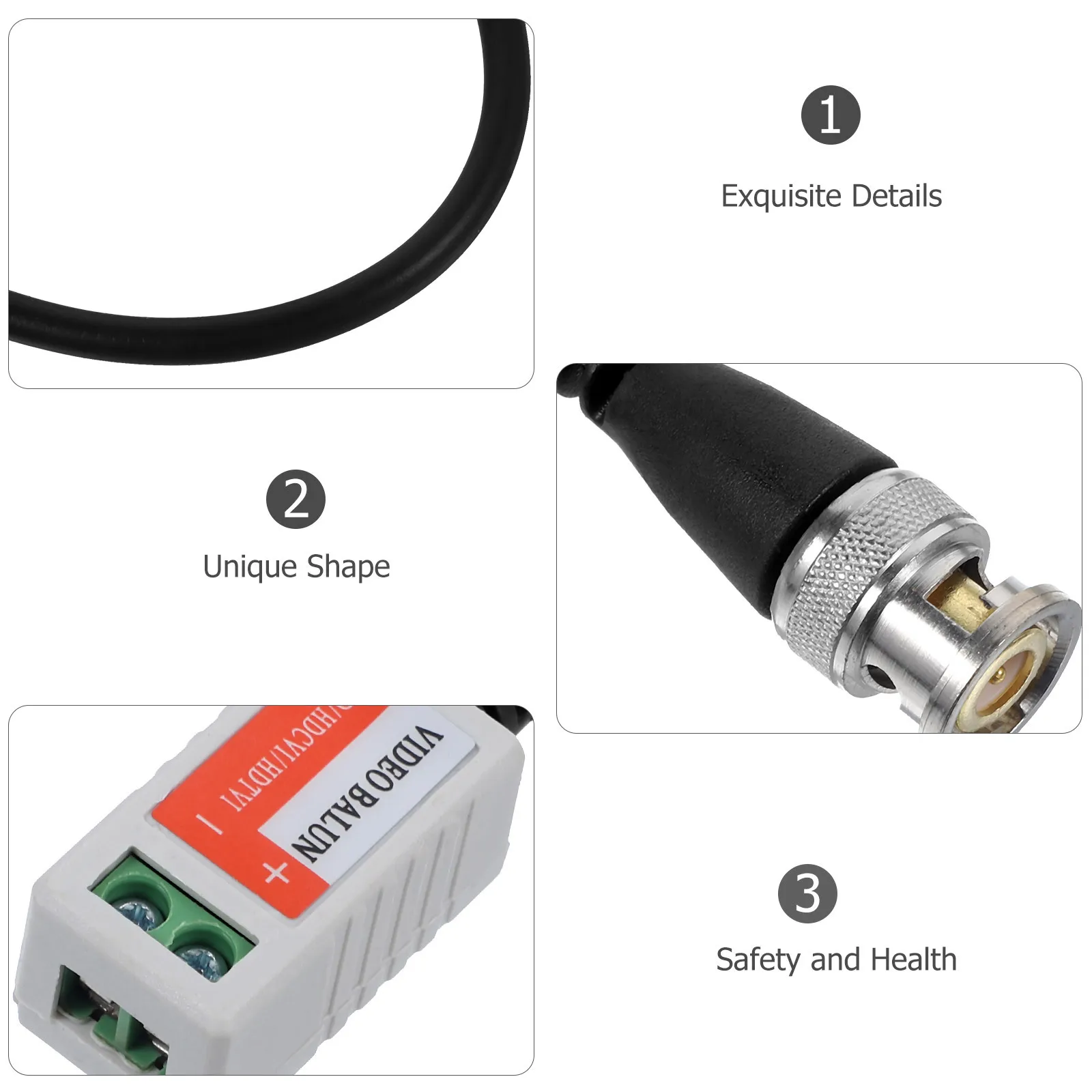 Video Transceiver Cable Black Cctv Camera Adapter For 600M Video Transmission Surveillance System Dual