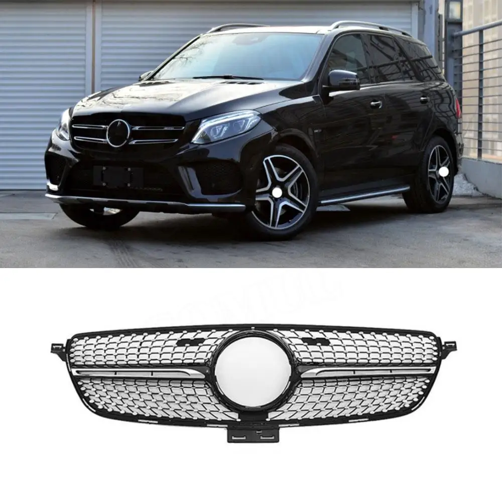 

ABS Black/Silver Material Car Accessorise Front Bumper Lip Racing Grills For Mercedes Benz GLE Class W166 SUV 2015-2019