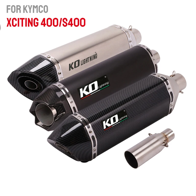 

For KYMCO Xciting 400 S400 Exhaust System Motorcycle Muffler Tail Pipe DB Killer Mid Connect Link Stainless Steel 51mm Slip On