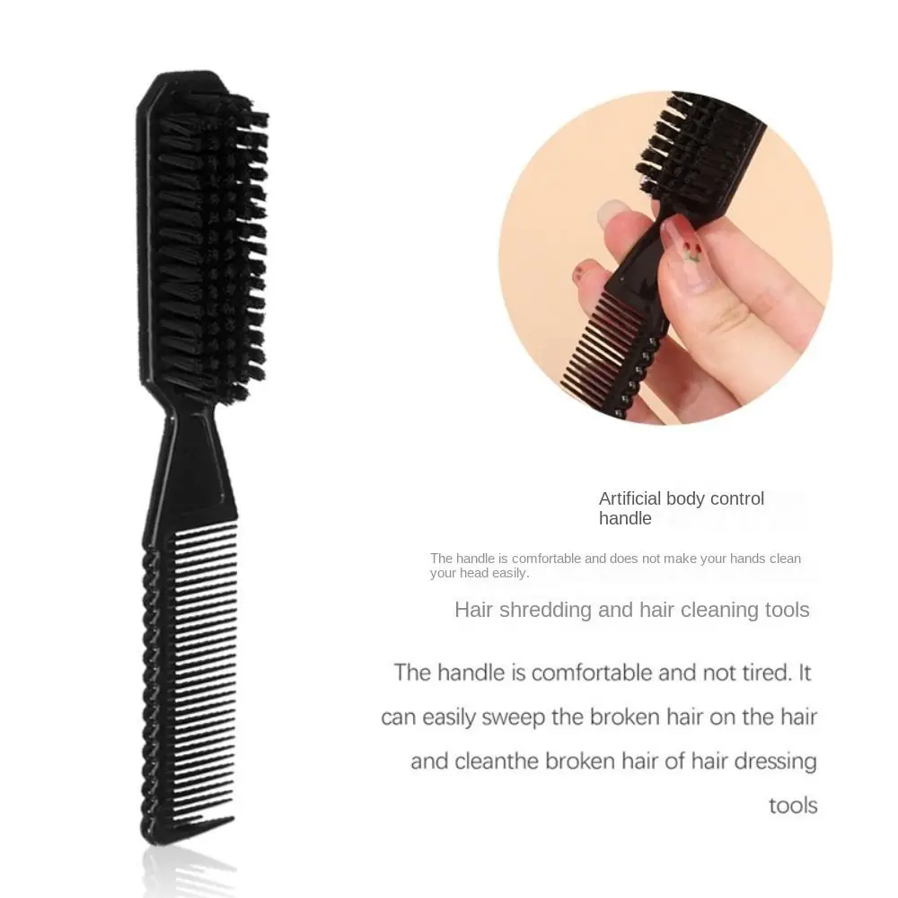 Vintage Double-sided Comb Shave Beard Small Size 2-in-1 Styling Comb Curved Handle Comfortable Bristle Multi-functional Comb