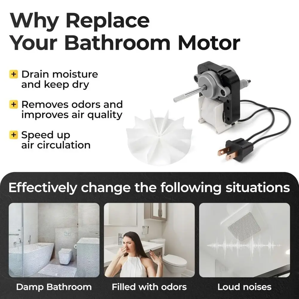 Quiet Operation Bathroom Exhaust Fan 120V DIY Bathroom Ventilation Fan 3000 RPM Universal Motor Kit for Nu-Tone Br-oan