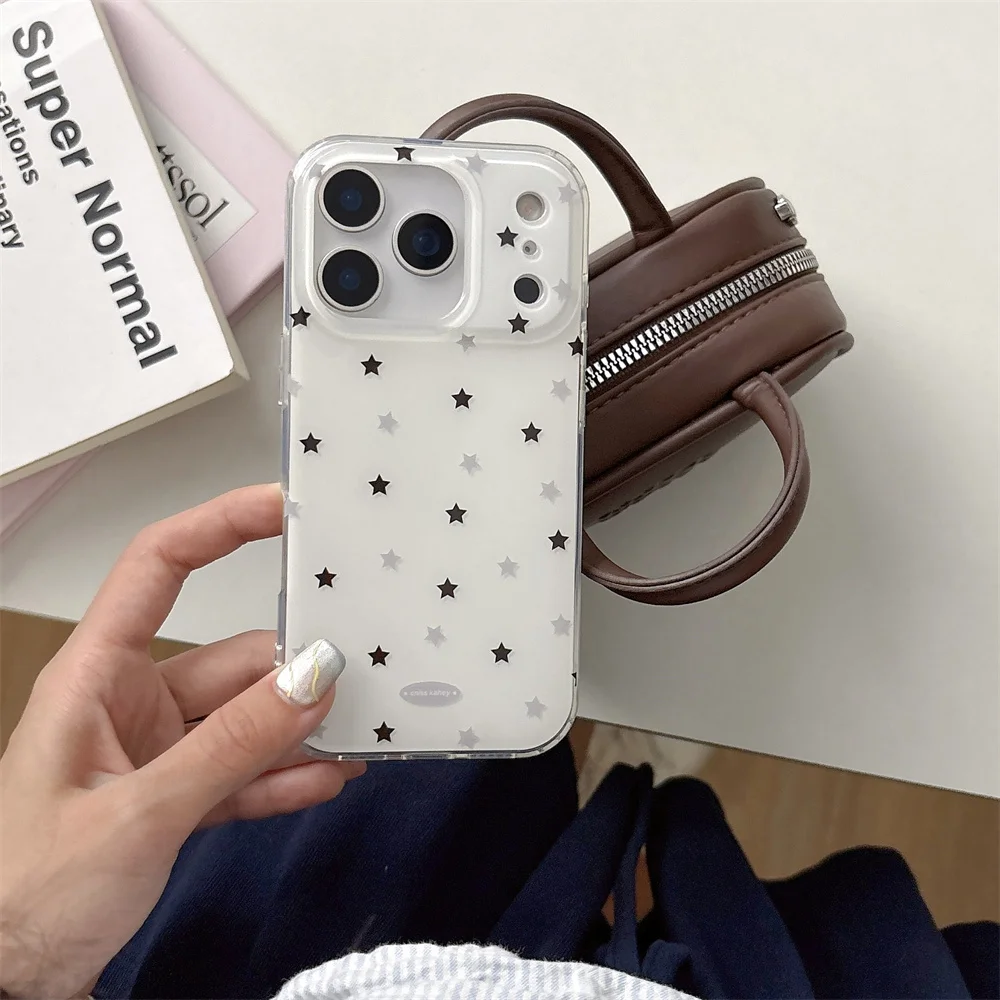 Korean INS simple star mobile phone case for iPhone 17 Pro Max 13 14 15 Pro 16 cover cute cartoon protection Cases For 16 Pro 17