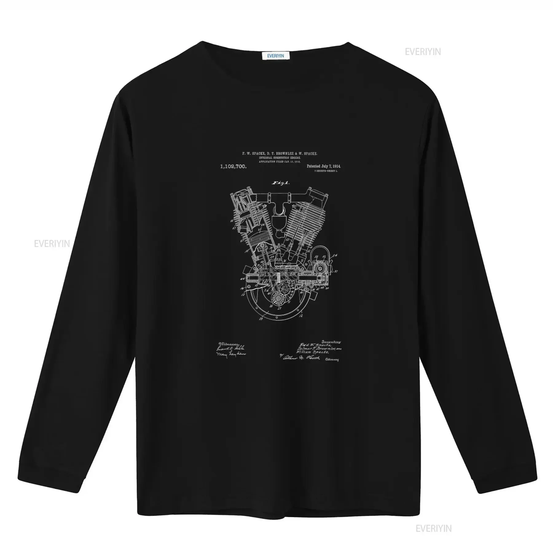 Vintage Internal Combustion Engine Patent Motorbike T Shirt for Men 100 Cotton Perfect Birthday Present Idea vintage Washed