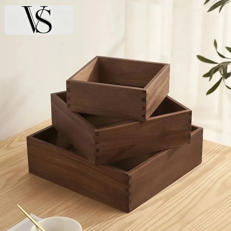 Carved Organizer Bedroom Jewelry Modern Cosmetic Desktop Container European Home Decoration Walnut Black Wood Storage Box Hand