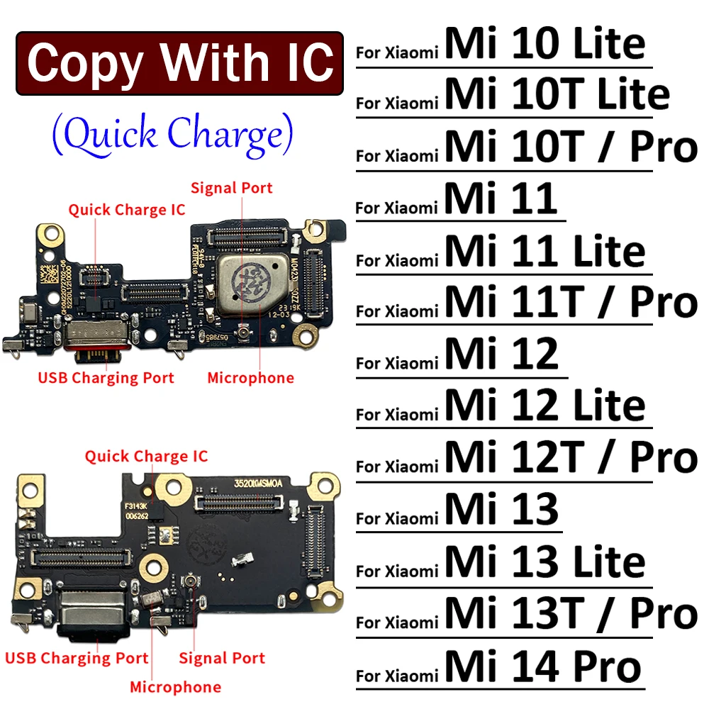 New USB Charging Port Dock Charger Plug Connector Board Flex Cable For Xiaomi Mi 10 10T 11 11T 12 12T 13 13T 14 Pro Lite