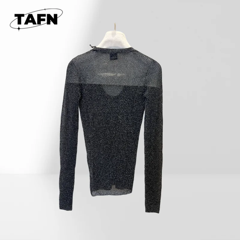 قميص نسائي غير متماثل موضة فضفاضة تناسب بلوزة نسائية أنيقة قميص شيفون دانتيل تفاصيل بلوزة قميص ClassicAH1633