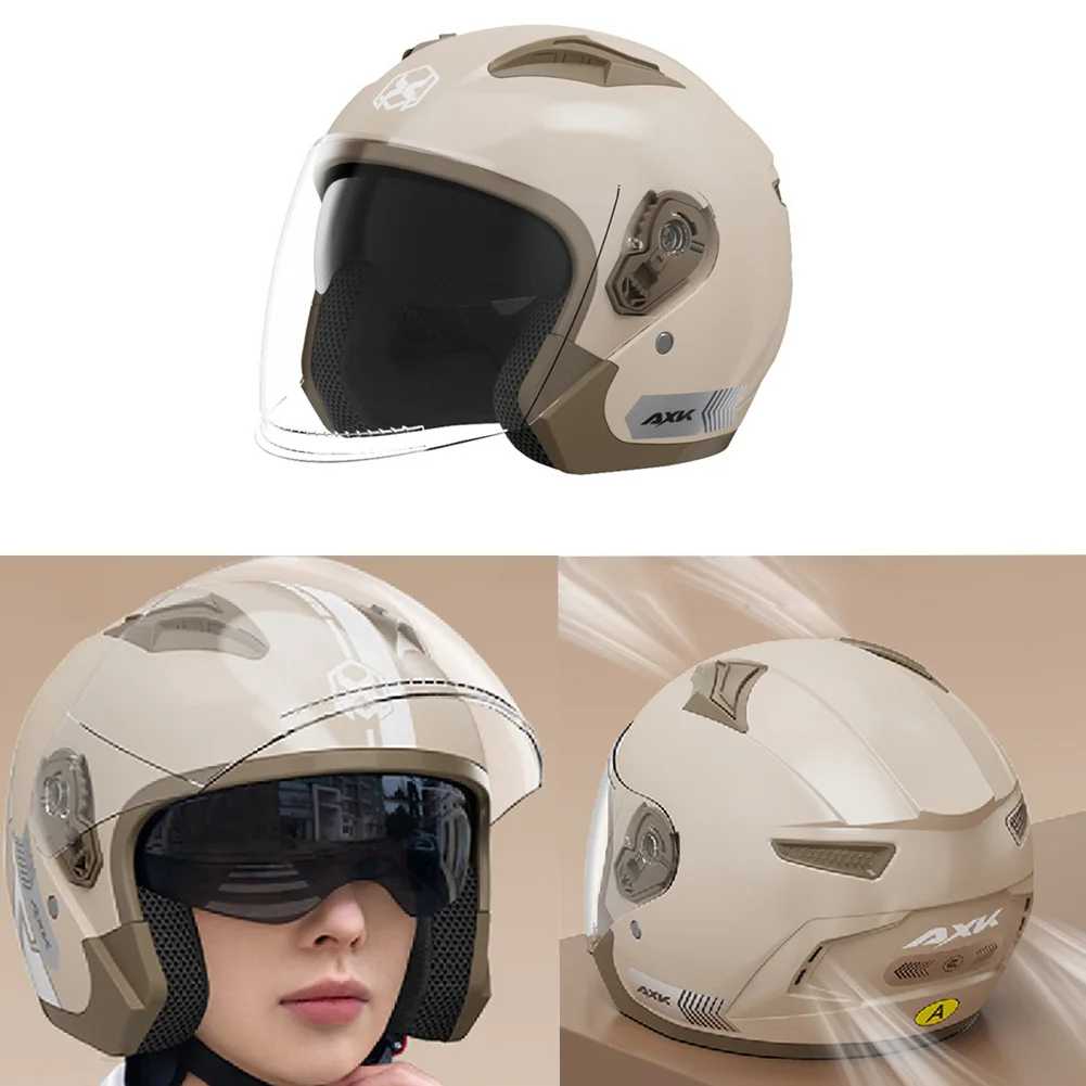 

Motorcycle Open Face Helmet Dual Sun Visor Quick Release Buckle Cycling Motocross Suits 3/4 Half Helmet For Men Women