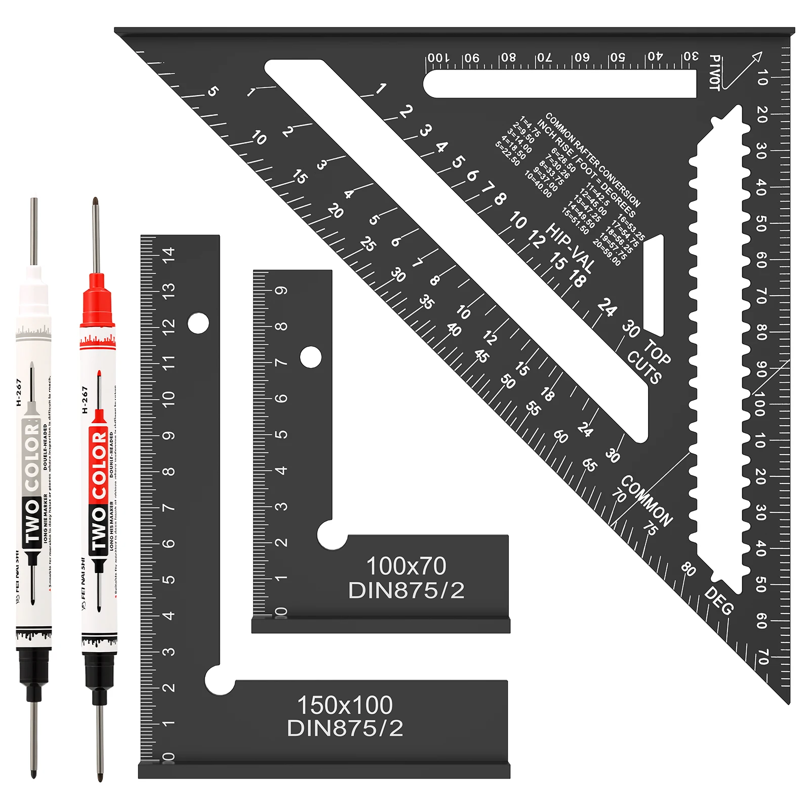 Aluminum Alloy Dual Size Try Square and Set Square Engineer Square Ruler 90 Degree Right Angle Ruler Precise Carpenter Measuring