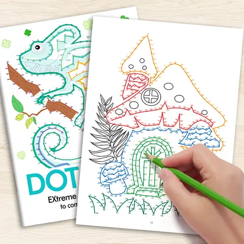 Sketchbook with Dots and Lines, Connecting Patterns Through Dots and Lines, Pen Control Training 32 Color Pages 32 Animal Themes
