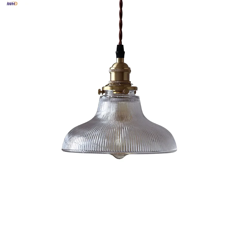 

IWHD Wire Adjustable LED Pendant Lights Reading Bar Counter Nordic Modern Simple Clear Glass Copper Socket Ambient Hanging Lamp