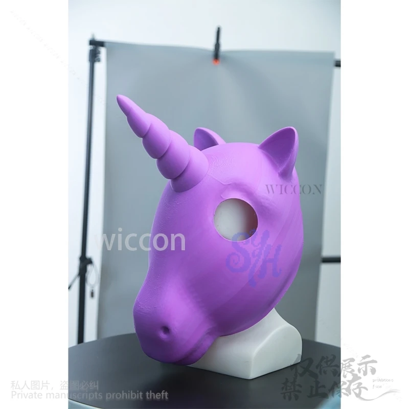 فروي Furrsuit Kawaii ثلاثية الأبعاد حمض البوليلاكتيك رئيس قاعدة الجمجمة لطيف قناع أنيمي يونيكورن تأثيري أغطية الرأس لتقوم بها بنفسك اكسسوارات كوس مخصصة
