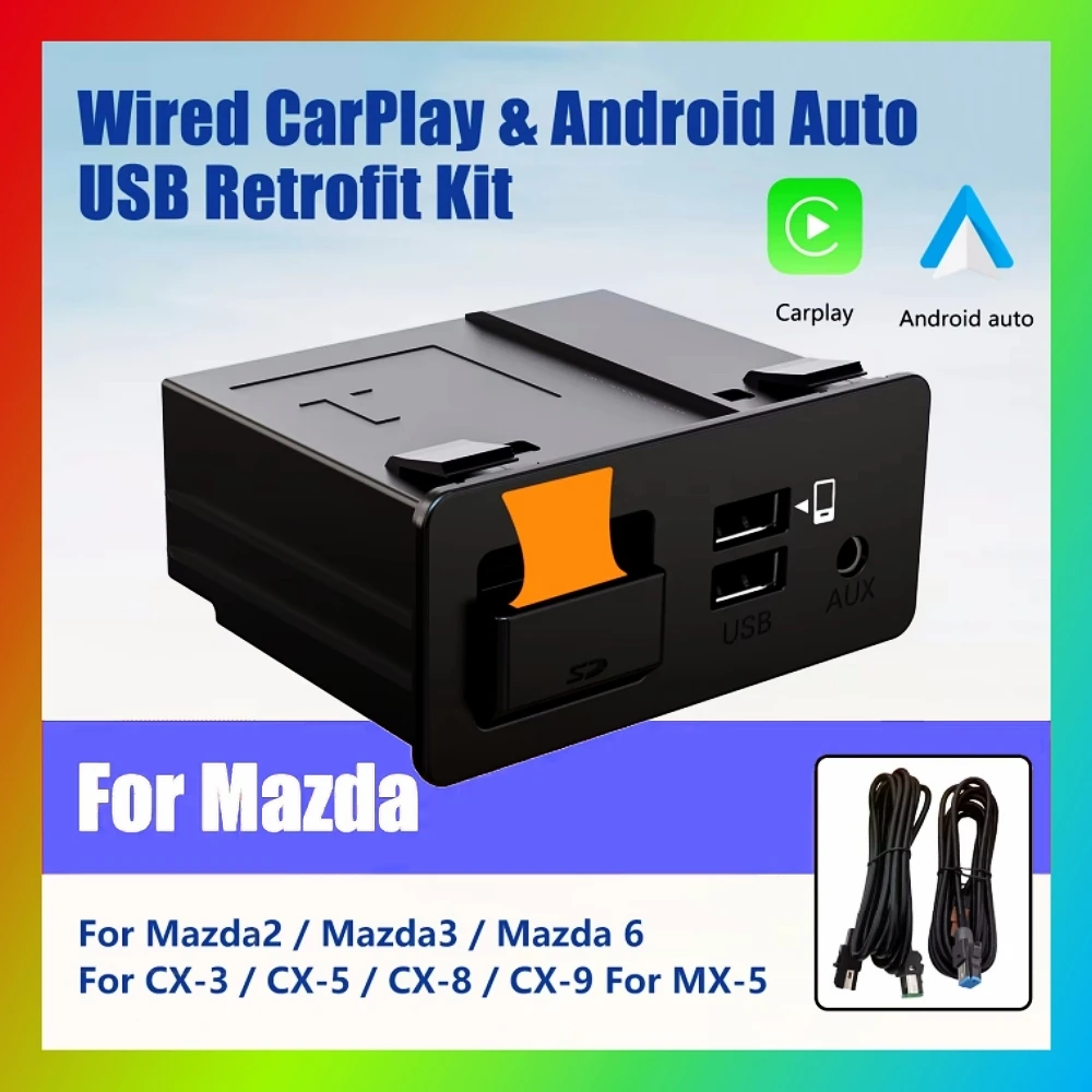 Mazda Retrofit Kit Wired CarPlay Android Auto USB Adapter Hub OEM For Mazda 2 3 6 CX30 CX5 CX8 CX9 MX5 TK78669U0C