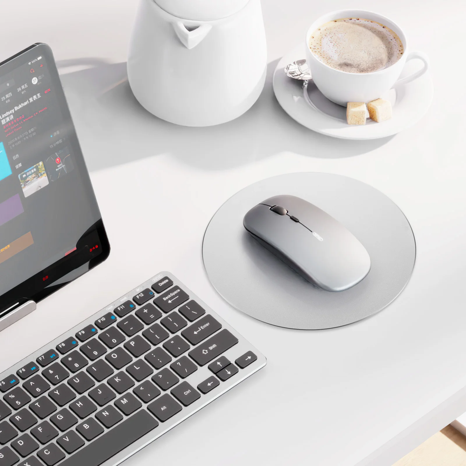 

Round Mouse Pad 200X Silver Aluminum Metal Mat for Laptops Computers Circle Desk Gaming Smooth Anti Slip Durability