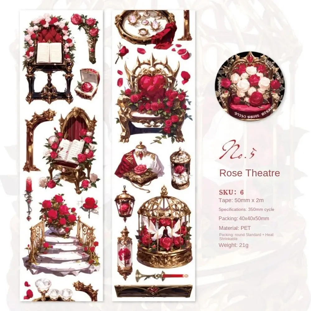 200cm/roll Land of Dark Magic Waterproof Tape Butterfly Flower Additional Content Decorative Tape Idol Photos Collage Stationery
