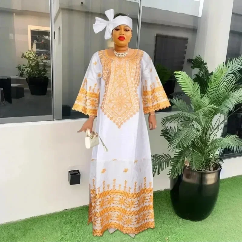 

2024 Dashiki African Dresses for Women Fashion African 3/4 Sleeve Party Evening Wedding Long Robes Kaftan Muslim Abaya Outfits