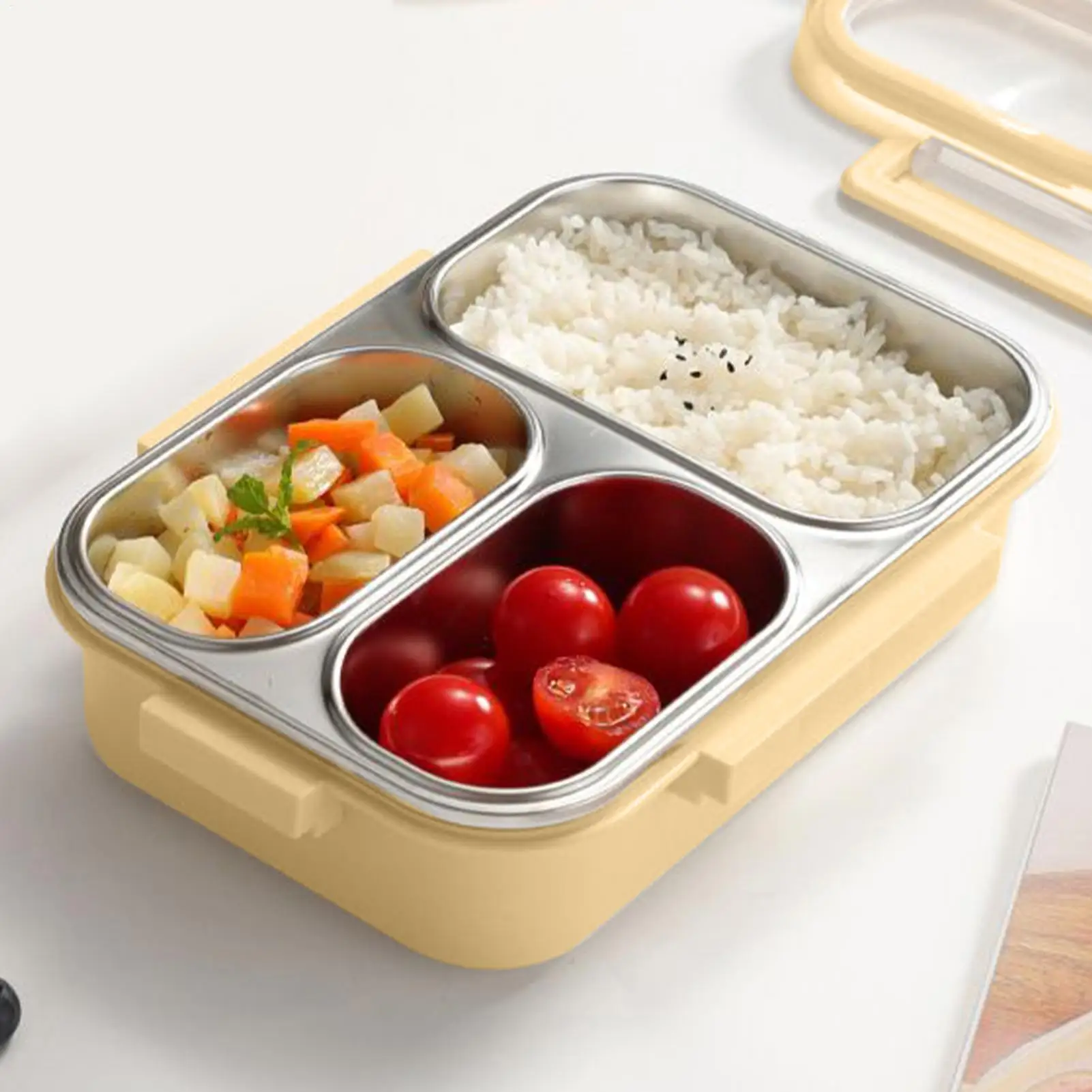 

Clunch Containers Stainless Steel Dinner Box 3-Compartment Portable Lunch Case for Kids for Meal Prep Work Travel Picnic Daycare