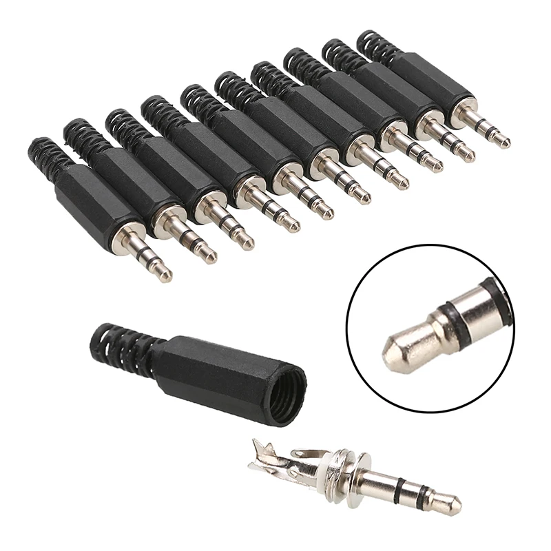 

3.5mm 1/8" Male Plug Black Audio Plug Dual Channel Plug Headphone Plug Double Stereo Audio Jack Plug Earphone Adapter Connector