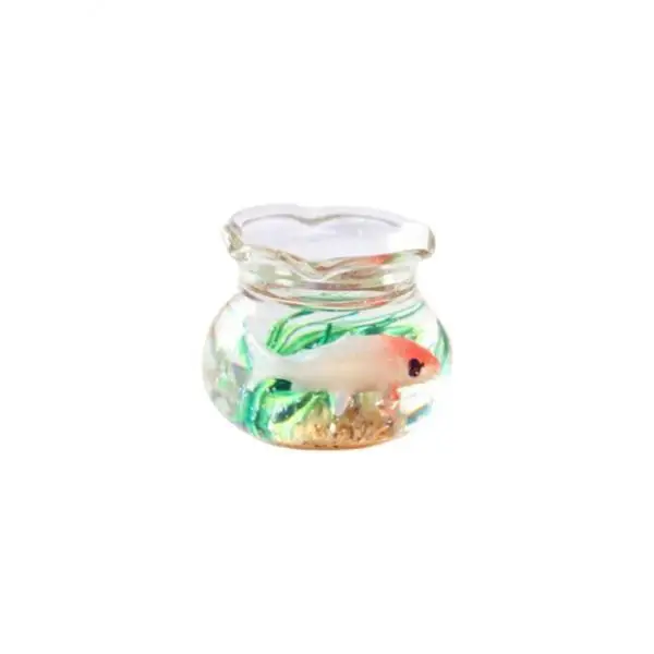 Dollhouse Fish Bowl Aquarium Toy Round Glass Decor for Children’s Pretend Play and Fine Motor Skill Training