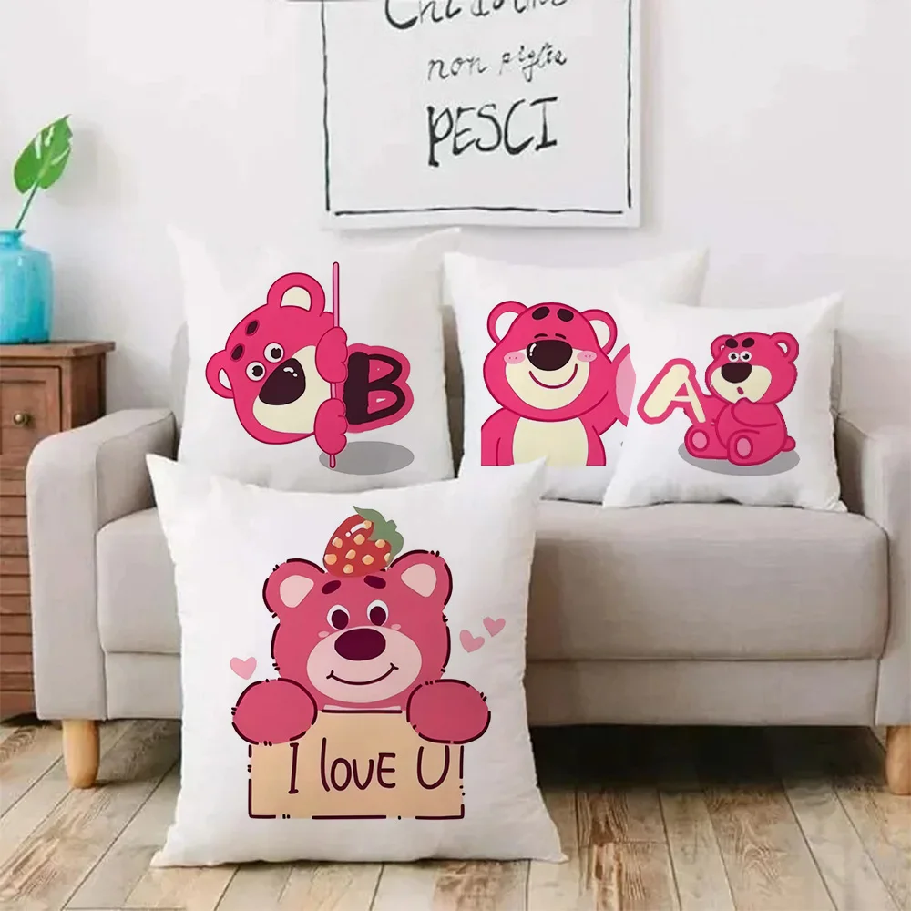 Lots-o'-Huggin' Bear alphabet Pillow Covers Cartoon Sofa Decorative Home Double-sided Printing Short Plush Cute Cushion Cover