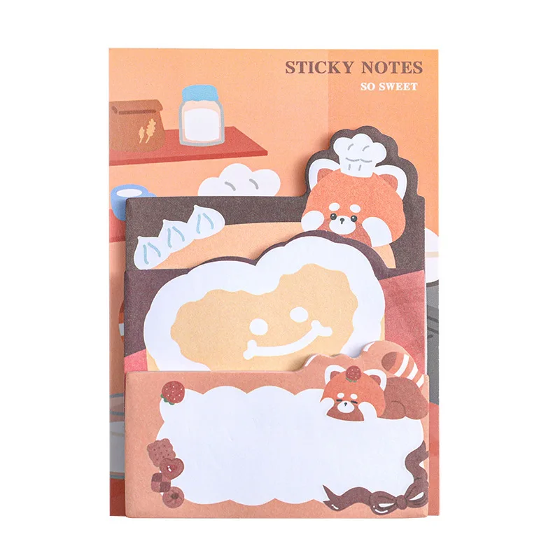 4 Piece Cartoon Adhesive Cute Sticky Notes Notepad Memo Pad Stationery Notebook Sticker Decoration