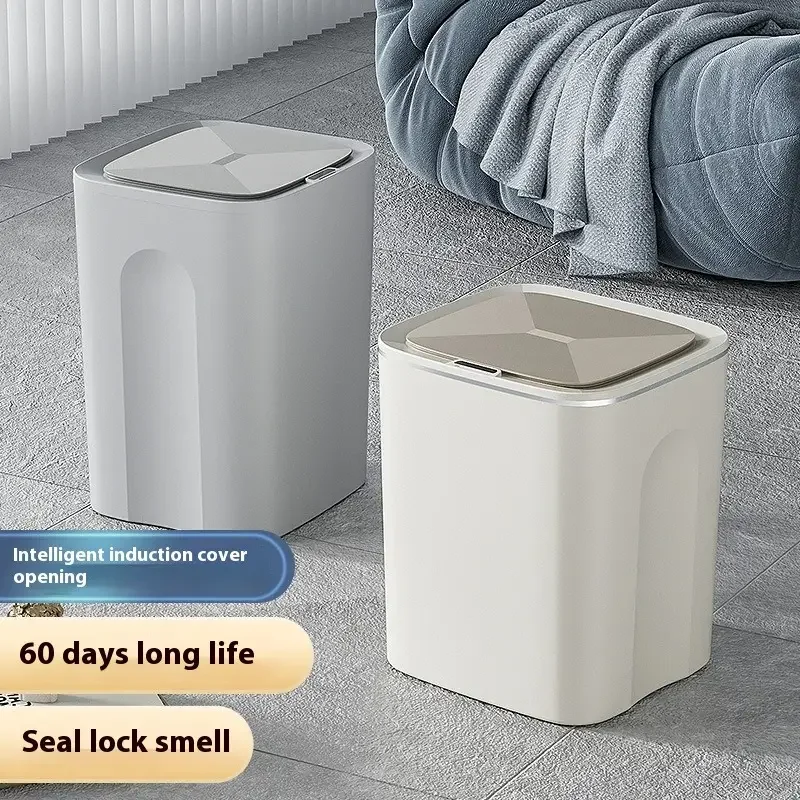 Smart Trash Can Automatic Induction Flip Cover Home Office Waterproof Bathroom Electric Toilet with Lid Wholesale