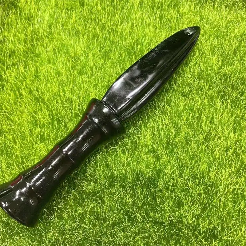 

15CM Natural Black Obsidian Dagger Carving Crafts Healing Crystal Stone Home office Decoration Gifts 1pcs