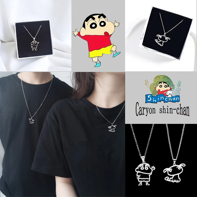 Crayon Shin Chan Fashion Hollow Necklace Anime Shape Friendship Necklace Children's Birthday Gifts Trendy Top Pendant Decoration