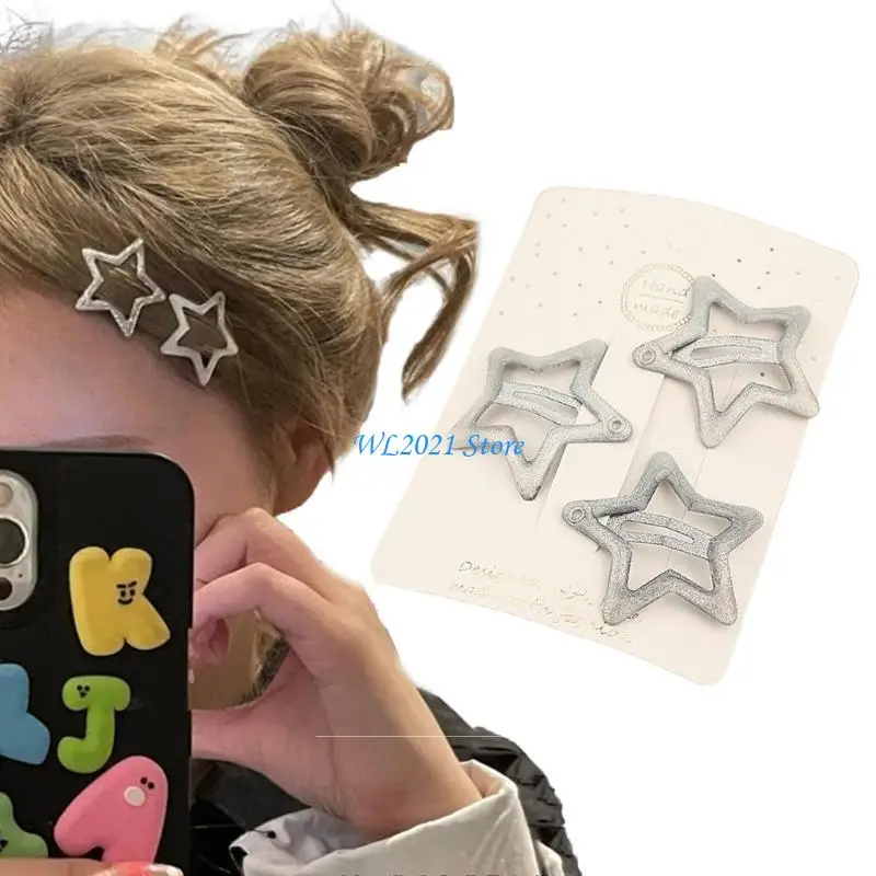

G5GC 3 Pcs Heart Broken Hair Clip Fashion Headwear Girl Word Clip Hair Accessoires