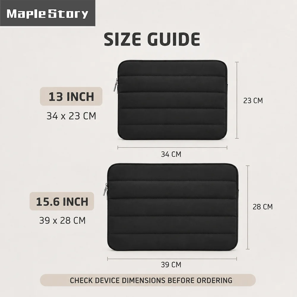 Puffy Laptop Sleeve Quilted Laptop Case 13 15.6 Inch Soft Protective Computer Bag Shockproof Cover for MacBook Air Pro Notebook