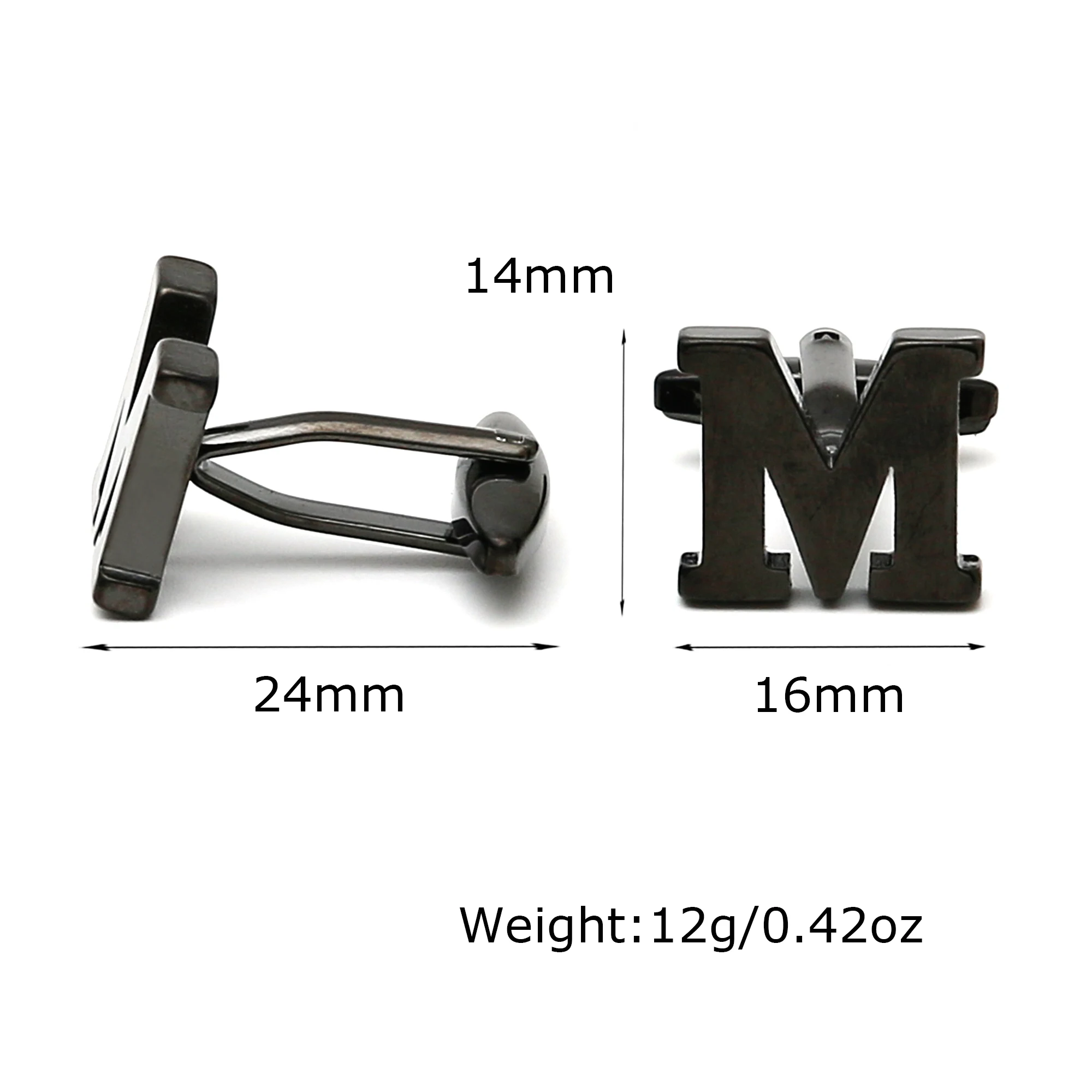 TOMYE M Cufflinks for Men, Black Stainless Steel Letter Buttons Formal Business Dress Shirt Cuff Links Wedding Gifts