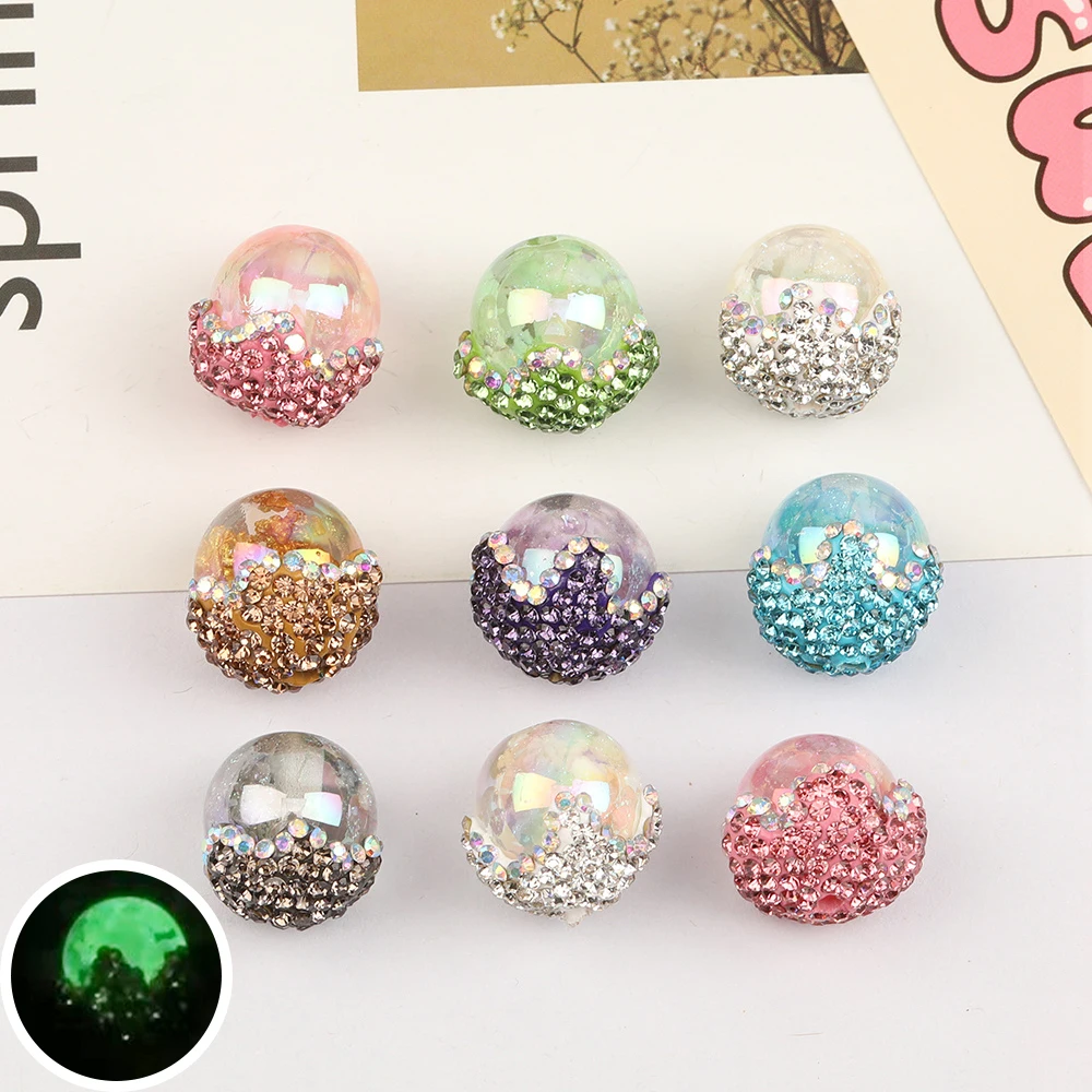 

Cordial Design 30Pcs 17*19MM DIY Polymer Clay Beads/Hand Made/Rhinestone Luminous Effect/Nut Shape/Jewelry Accessories #17027