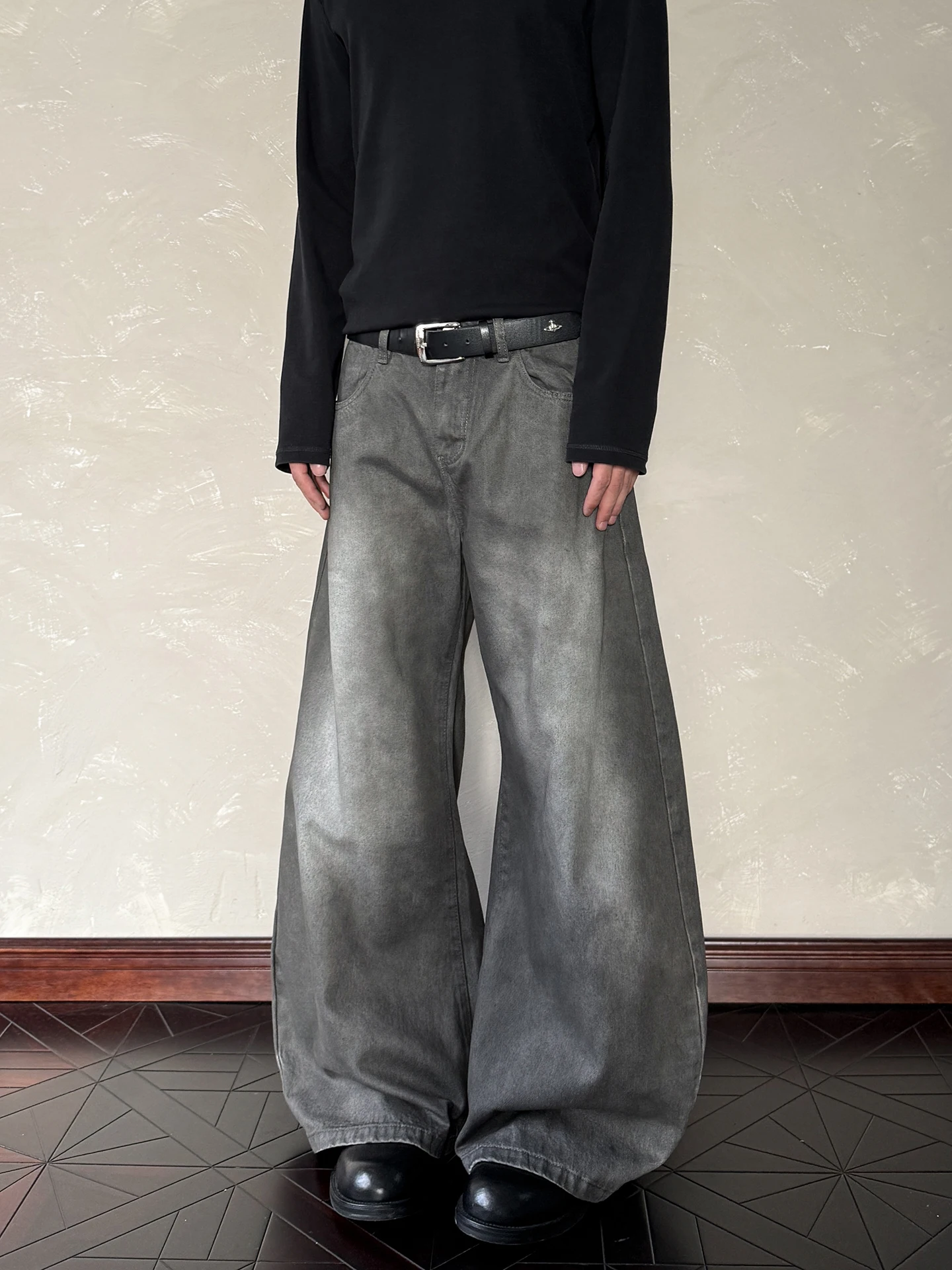 

Джинсы PUEE American Retro Vibe Distred Water Waed Vintage Denim Straight Leg Bend Knife для мужчин и женщин