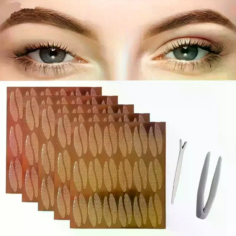 Mesh Teardrop Shape Eyelid Paste-Shaped Invisible Double Fold Eyelid Shadow Tape Sticker Beauty Makeup Eyelid Tool 180pcs Lace