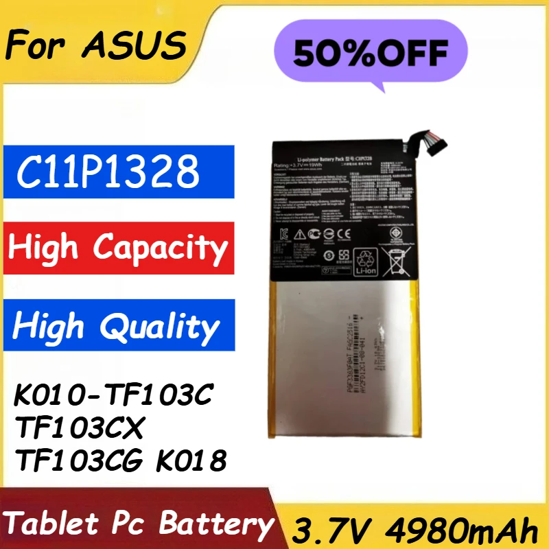 

Tablet PC Battery 3.7V 4980mAh C11P1328 For ASUS Transformer Pad K010-TF103C TF103CX TF103CG K018 Brand New High Capacity
