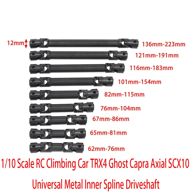 1/10 Scale RC Climbing Car TRX4 Ghost Capra Axial SCX10 Universal Metal Inner Spline Driveshaft