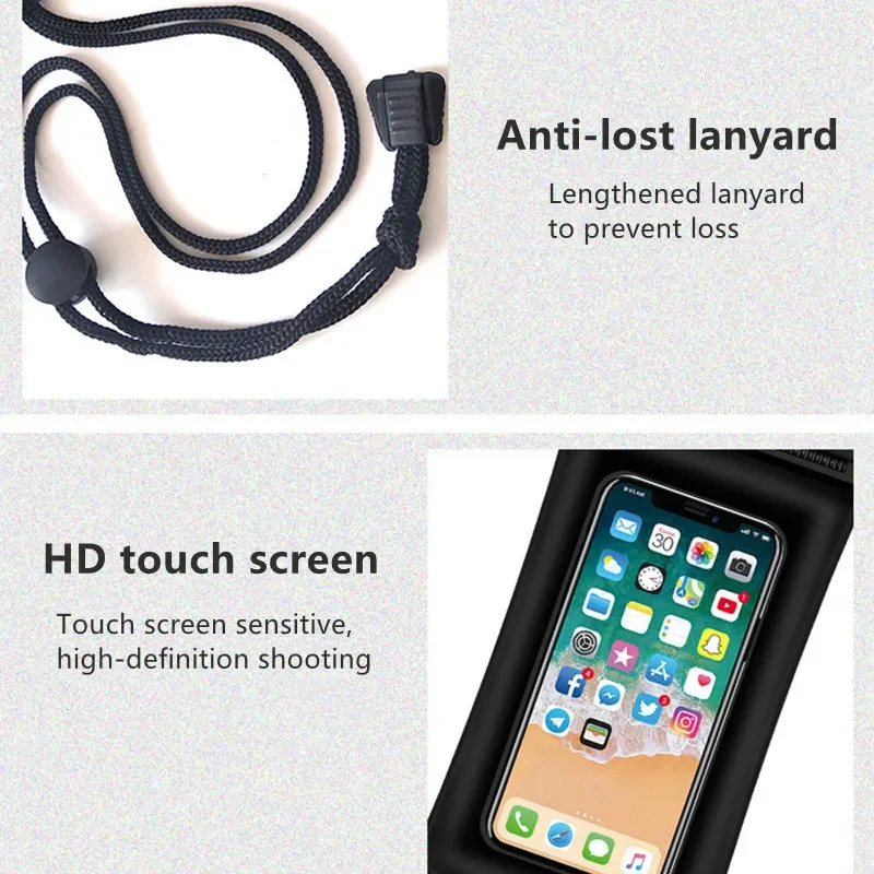 Waterproof Phone Pouch Floatable with Touchscreen Universal IPX8 Waterproof Case for All Models Underwater Photography Swimming