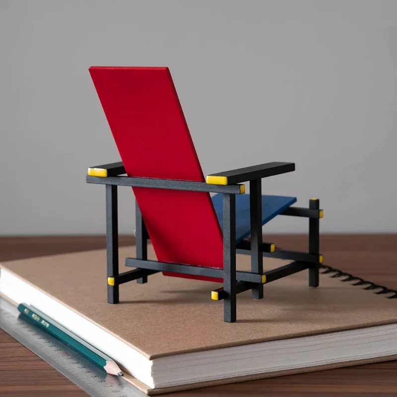 1948~1965 Mini Furniture Museum Hand-made Art Collection Design Ornaments Mondrian Red and Blue Chair