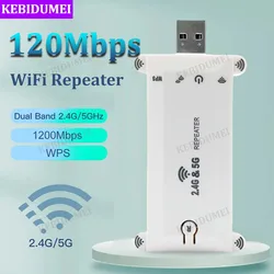 AC1200Mbps USB WiFi Wireless Repeater Ethernet Extender Dual Band 2.4G/5GHz Gigabit Extender Long Range Signal Expansion Booster