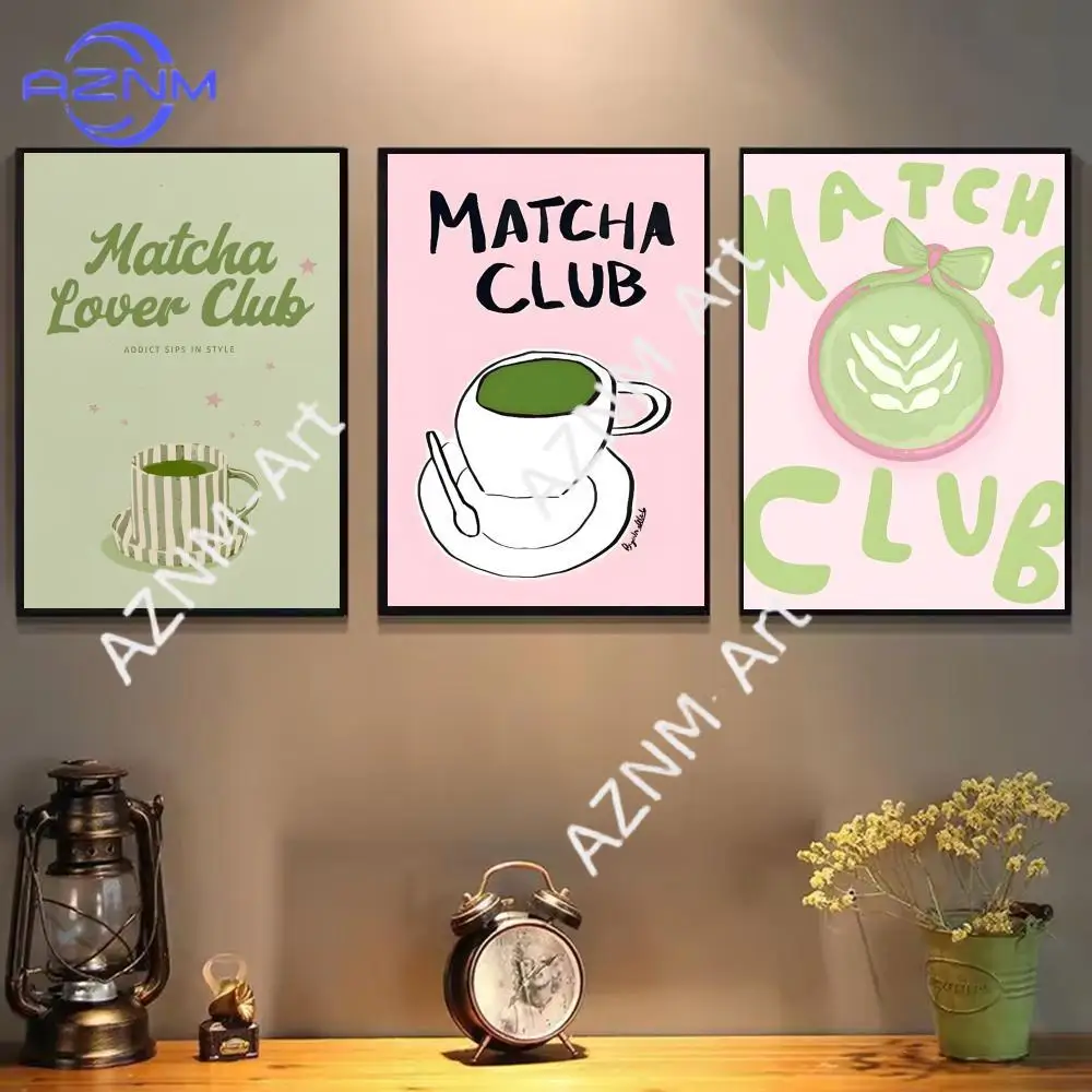 1PC Matcha Club Poster Canvas Wall Art Print Poster Decorative Mural Home Decor Gift Unframed