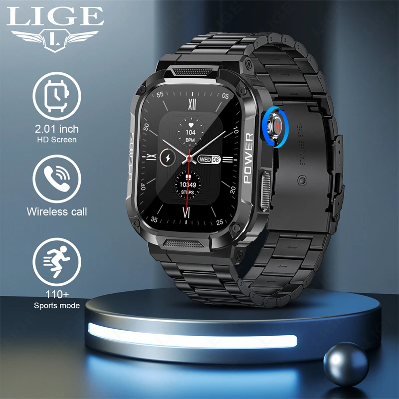 

LIGE New Original Men Smart Watch Temperature Monitor Waterproof Anti Falling Sport Fitness Bracelet Bluetooth Call Smartwatch