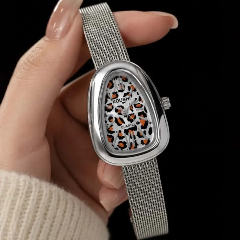 Retro Leopard Print Women Watch Luxury Stylish Mesh Strap Quartz Watches For Woman Elegant Ladies Wristwatches Gift reloj mujer