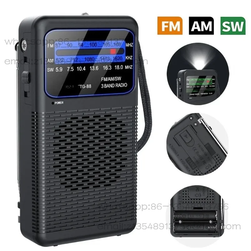 Full-band radio High-sensitivity elderly semiconductor roller pointer with back clip dry battery model in stock