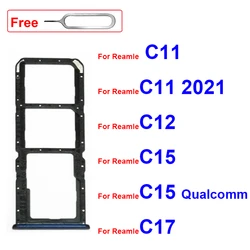 Vassoio per SIM Card per Oppo Realme C11 2021 C12 C15 C17 Dual SIM Card Socket Micro SD Card Reader Holder Slot parti di ricambio