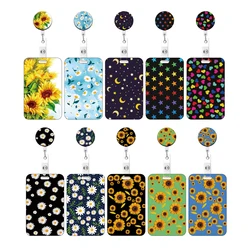 Flower Retractable Buckle Card Holder Women Business Badge Case Reel Clip Girls Cardholders Doctors Nurses Hang Credential holde