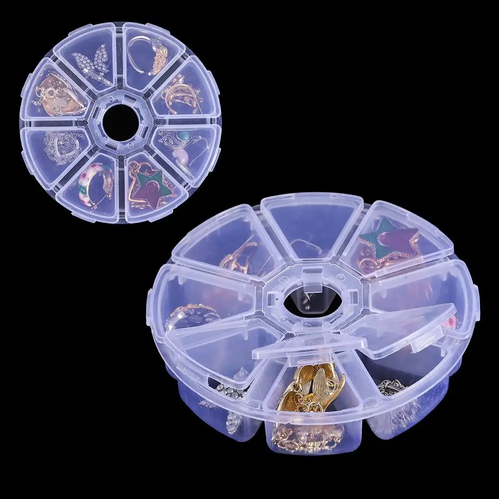 Tool Beads Transparent 8 Grids Jewelry Container Nail Art Rhinestones Case Empty Storage Box